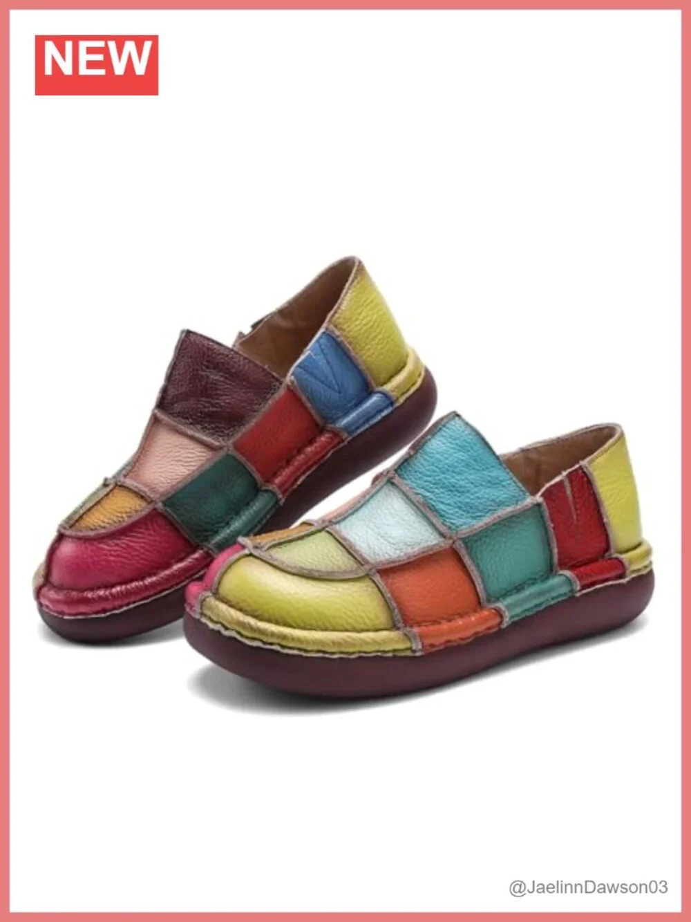 Womens Leather Loafers Round Toe Platform Slip-On Dress Shoes Casual